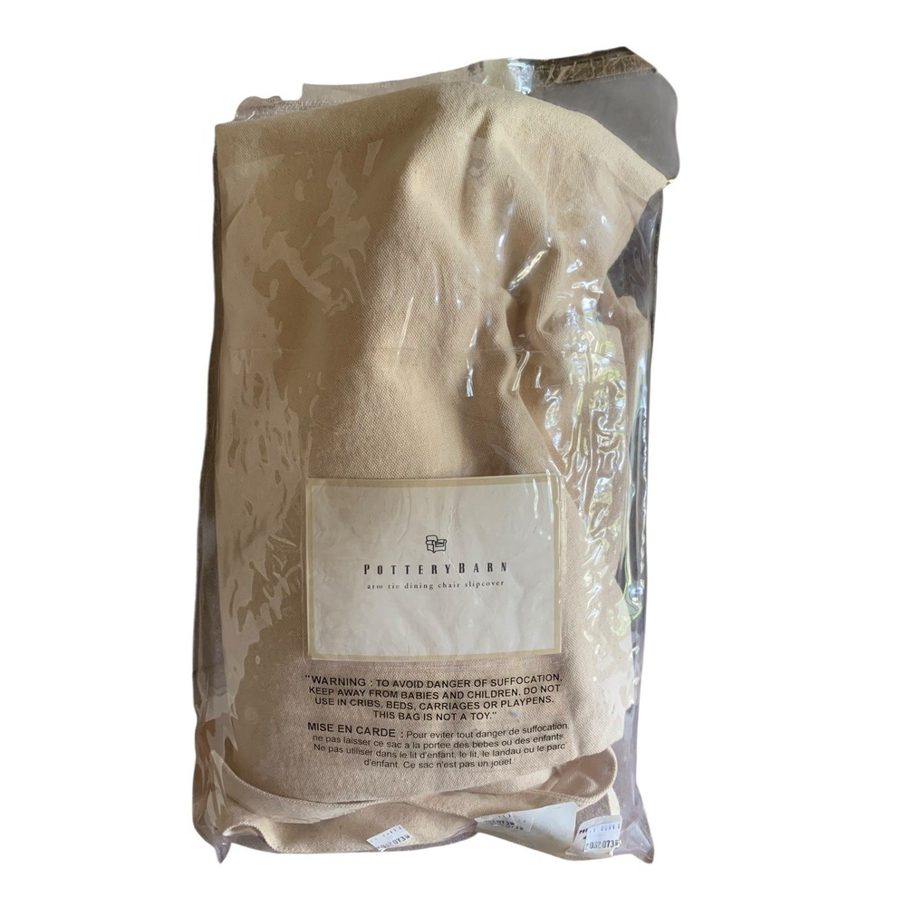 Pottery Barn arm Dining Chair Slipcovers ties Natural Cream Cotton READ